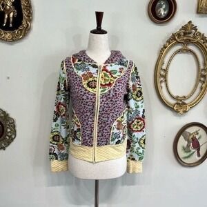 Vintage Y2K Anne Pinkerton Mixed Print Patchwork Floral Zip Up Hoodie - Size S